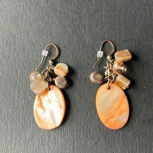 Orange shell/bead earrings
